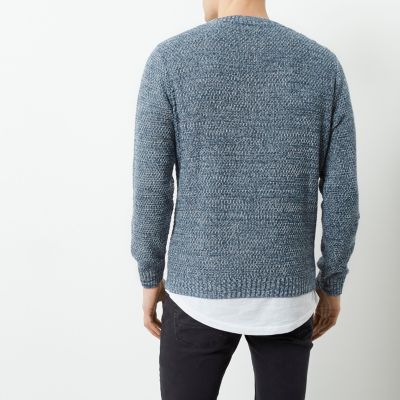 Blue textured knit jumper